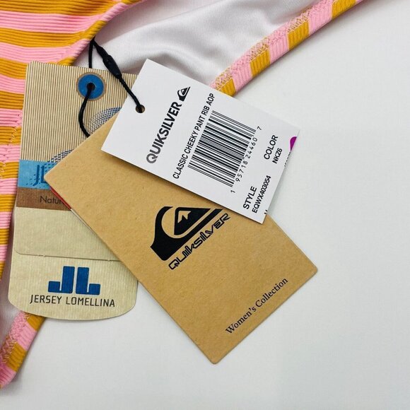 QUIKSILVER Womens Size Medium Classic Rib Cheeky Bikini Bottoms Orange $40 2165 - Picture 7 of 8